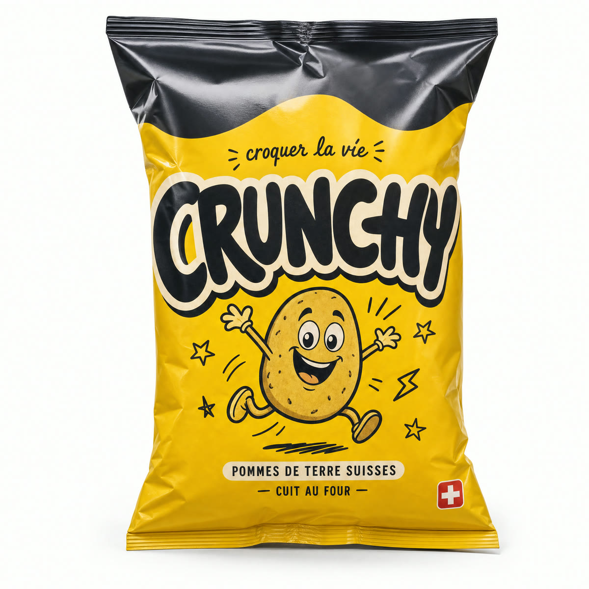 Crunchy — Packshot Schweizer Chips